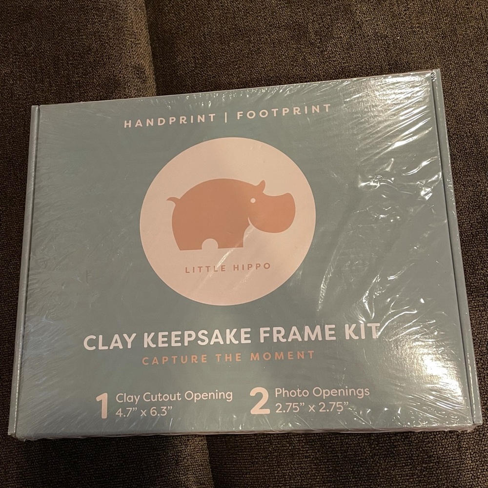 NEW Little Hippo Baby Handprint Footprint Kit Clay Gift Keepsake White